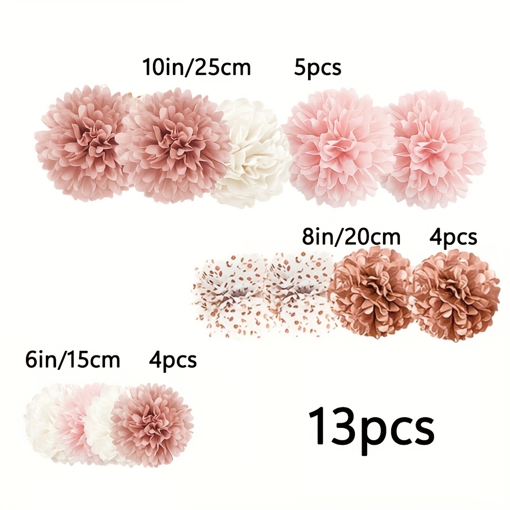 Image of 13 Elegant Rose Gold-pink-white Paper Flower Balls | High Quality Rose Golden Paper Flower Balls, Suitable For Engagements, Weddings, Birthdays, Bridal Showers, Valentine's Day, And More Occasions