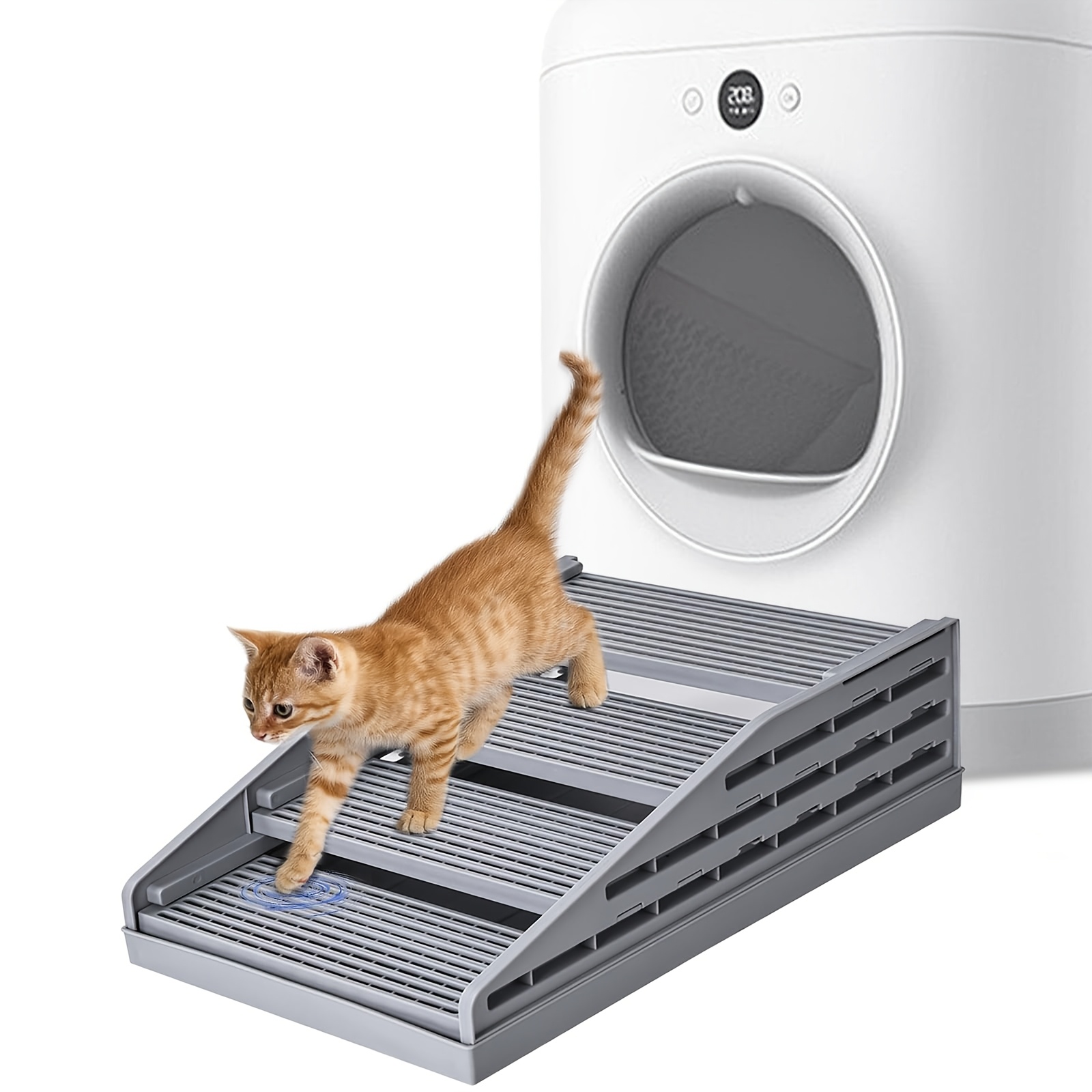 Temu – TEMU Adjustable Litter Box Step, Elevated Cat Ramp/stairs With Filter Function, Anti-tracking, Easy To Clean, Fits Automatic Litter Boxes, For Small