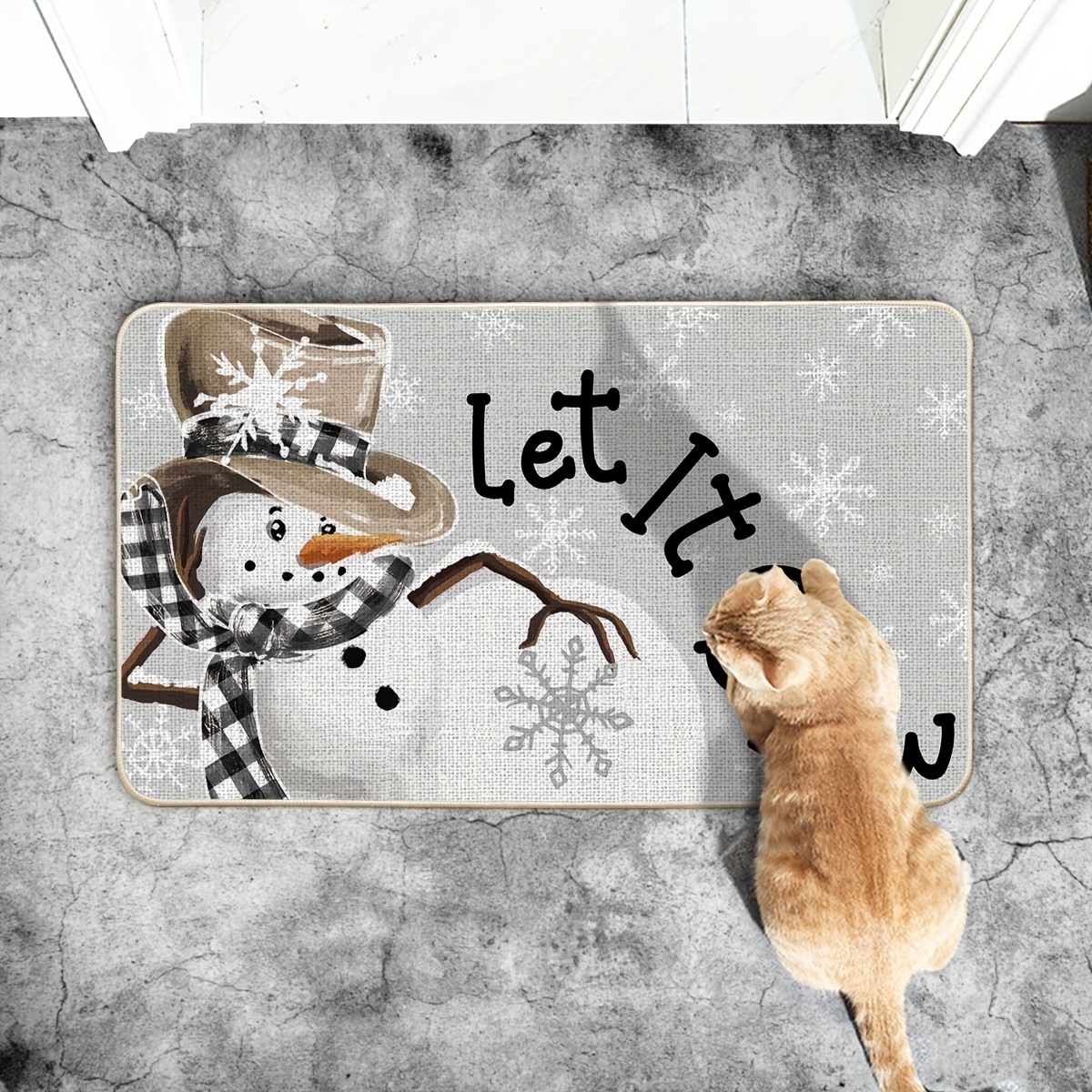 

1pc Snowflakes Snowman Winter Doormat, Christmas Home Decor Low-profile Switch Rug Door Mat Floor Mat For Indoor Outdoor 17x29 Inch