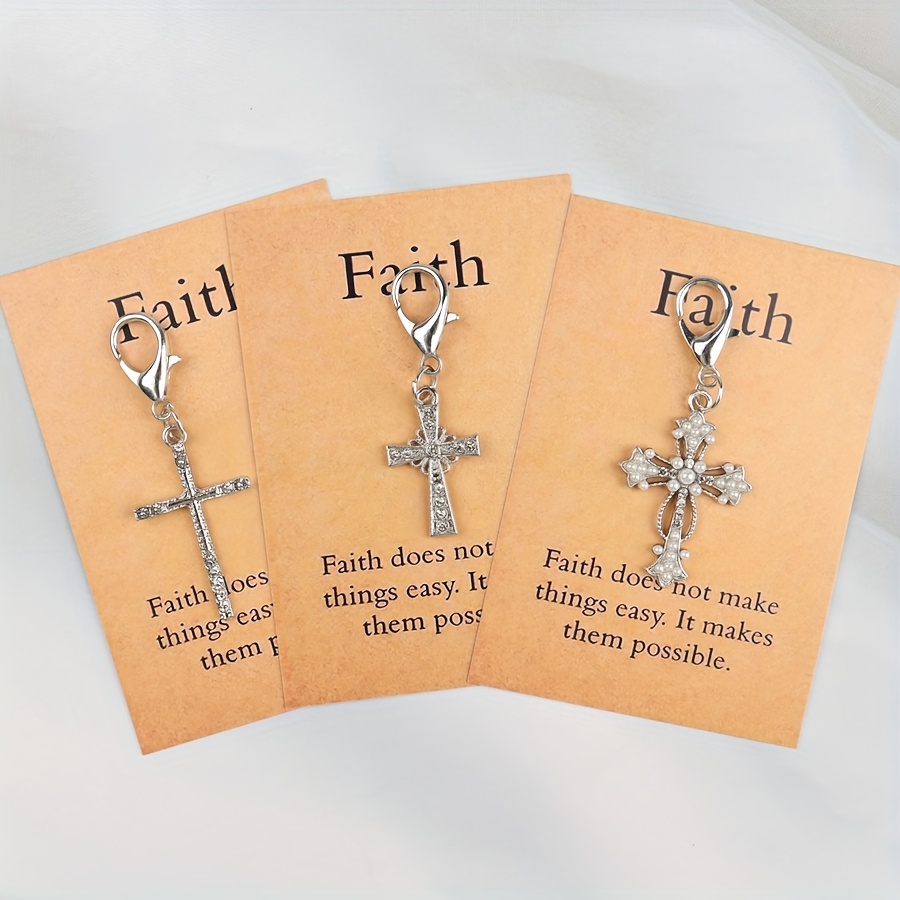 3pcs Golden And Silvery Multi-style Cross Keychain Set, Is A Unique Small Gift For Any Occasion, Suitable As A Thoughtful Graduation Gift For And