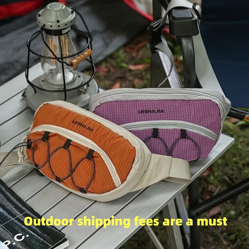 Outdoor Techwear Color-Block Mesh Waist Bag, Multi-Layer Storage