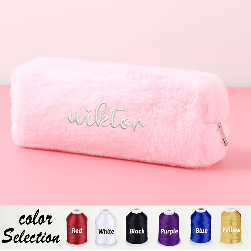 TEMU 1pc Pochette à nom brodé personnalisable, Trousse de Cosmétique, Trousse de pinceaux de Cosmétique de voyage portable personnalisée pour femmes,