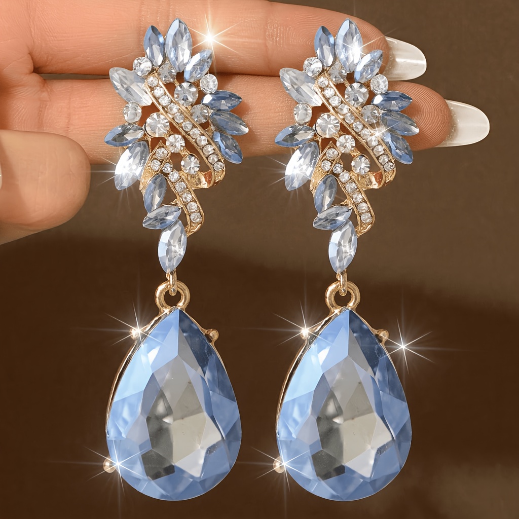 TEMU 1 Pair Of Women's Floral Teardrop Pendant Earrings, Fashionable And , Suitable For Daily Wear, Banquets, And Holiday Gifts