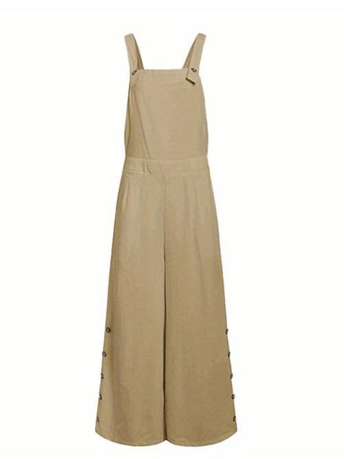womens wide leg overalls casual solid neck sleeveless pants jumpsuit with pockets for summer