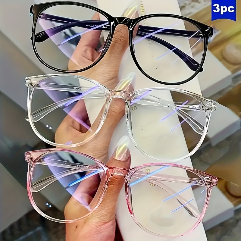 

2/3/4pcs New Large Frame Classic Literary Round Glasses Frame Fashion Trend Versatile Ladies' Plain Glasses - Multiple Strap - Gift Your Bestie Glasses - Perfect Gift Choice