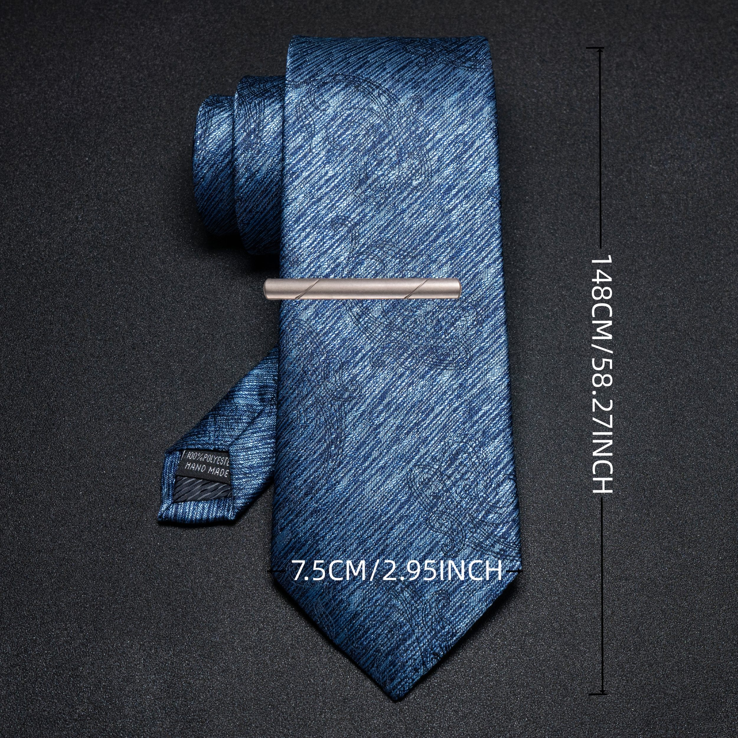 Heather Texture Paisley Jacquard Necktie and Tie Clip Set