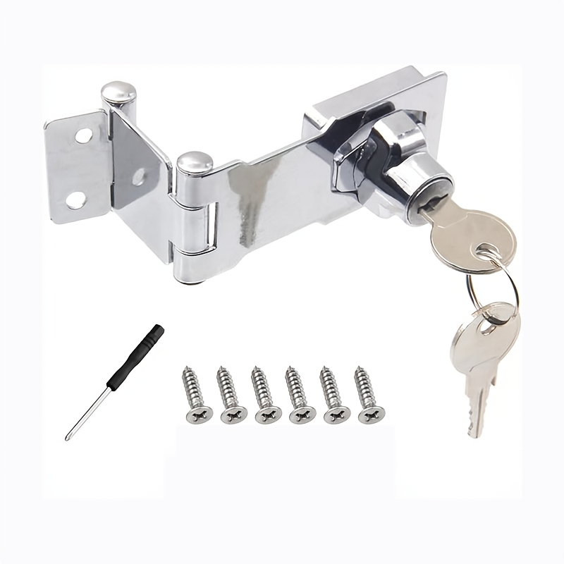 TEMU Loquet de meuble durable, boucle de sécurité en métal avec 2 clés, loquet à combinaison pliable à volets, avec 1 outil d'installation et 6 vis,