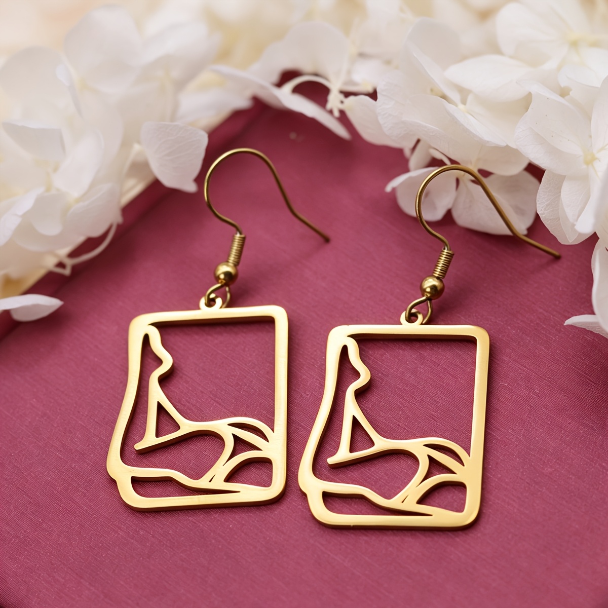 Feminist Body Art Stainless Steel Drop Earrings, Minimalist Design