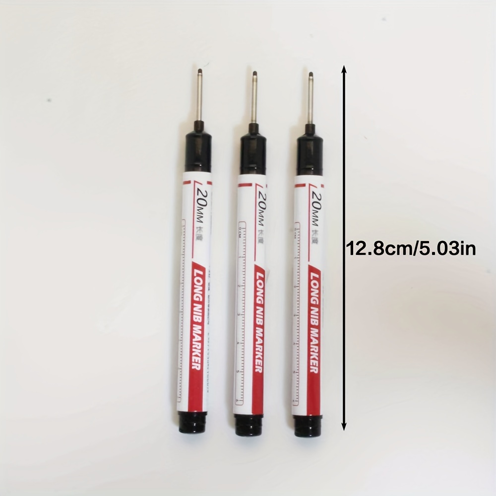 1/3pcs/Set Long Head Markers Bathroom Woodworking Decoration Multi-purpose Deep Hole Marker Pens Red/Black/Blue/Green Ink Oil Markers Pens Waterproof Multi-purpose Deep Hole Marker Pen