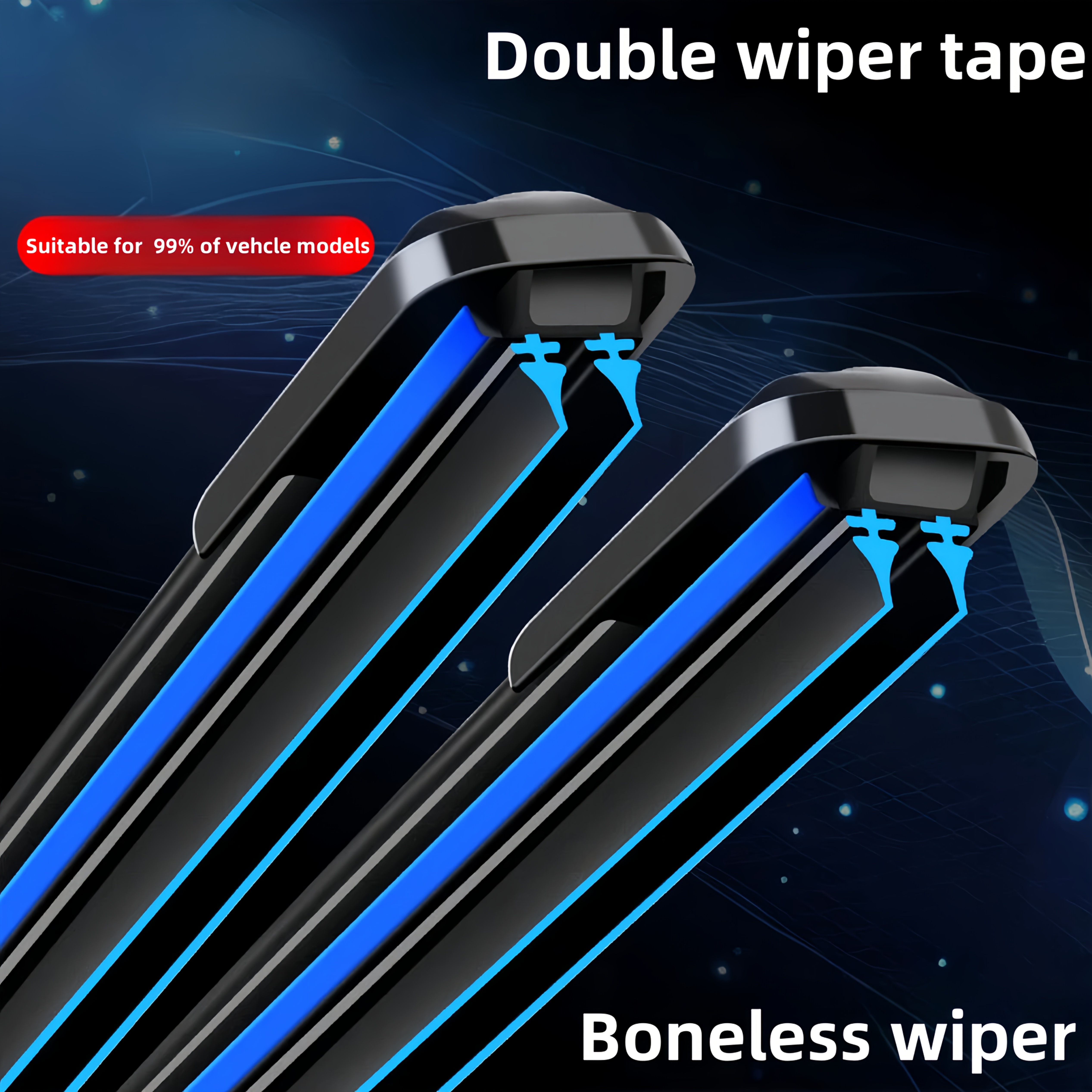 

1pc Universal U-shaped Dual Rubber Strip Wiper Blade, Hook Mount, Windshield Wiper For All Driving Positions