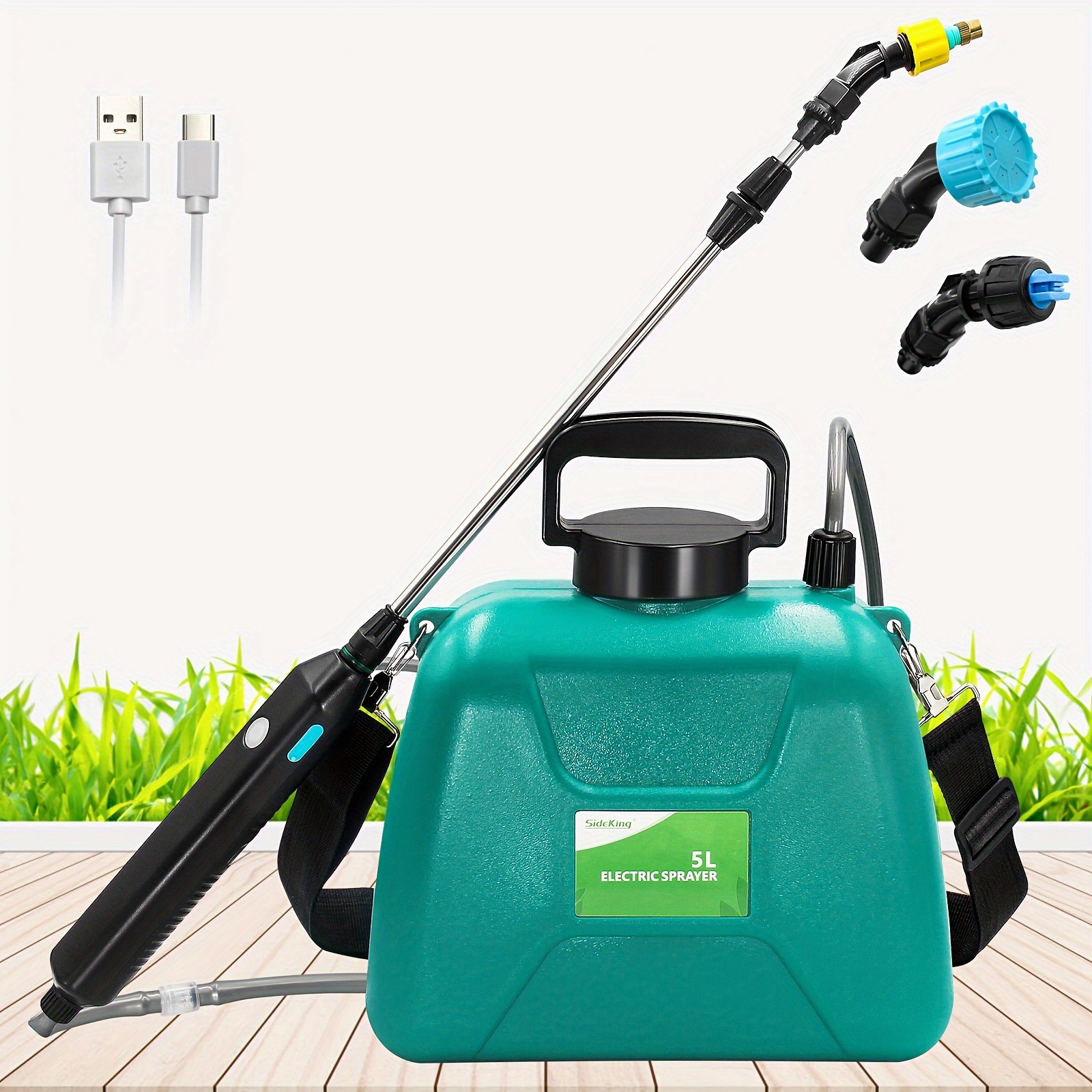 

1.35 Gallon , 3 Mist Nozzles, Telescopic And Rechargeable , Portable Battery For Gardening