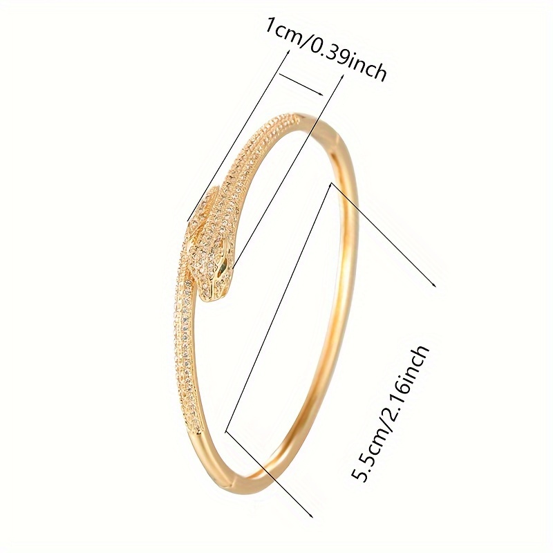 Golden Tone Snake Bracelet with CZ for Parties