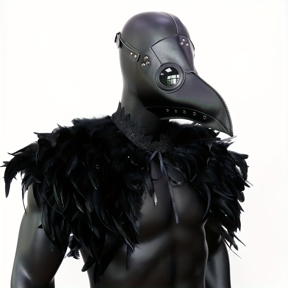 

Glamorous Plague Beak Mask, Pu Leather, Feathered Shoulder Cape, Renaissance Medieval Costume Accessory, Role-playing Cosplay Prop, Non-washable