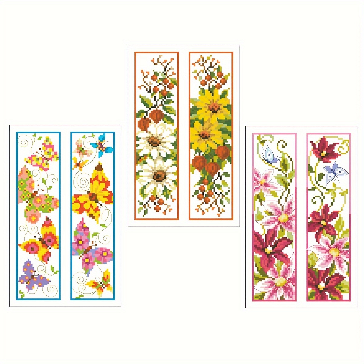 

Double-sided Bookmark Stitch Kit, 14ct White Aida Fabric, Floral And Butterfly Pattern, Beginner Friendly Counted Embroidery Set, All Seasons Crafting Supplies