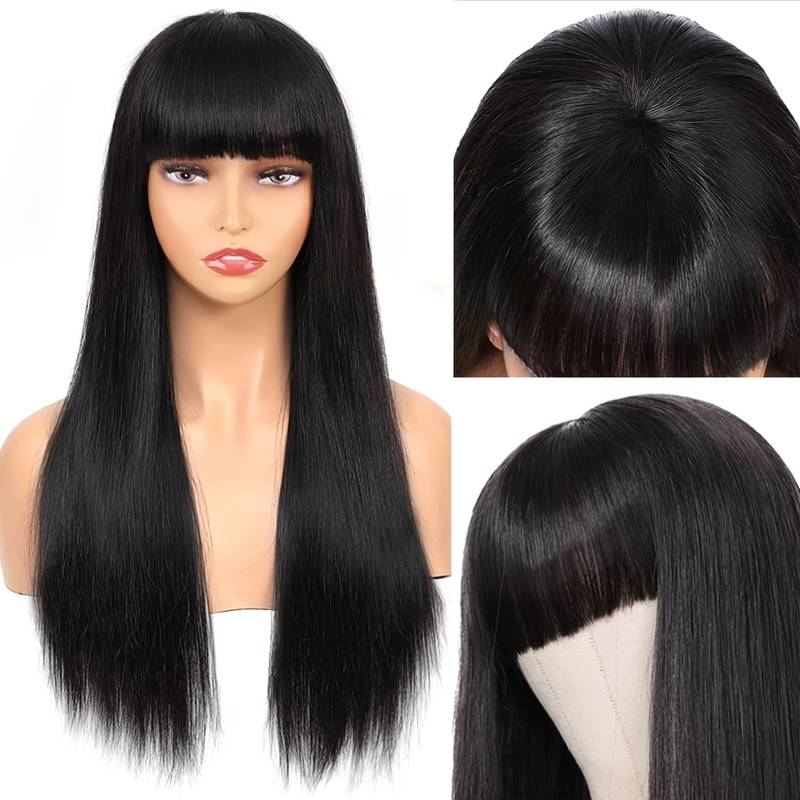 80cm Straight Long Black Wig With Side Bangs - Sleek - Women's Cosplay Party