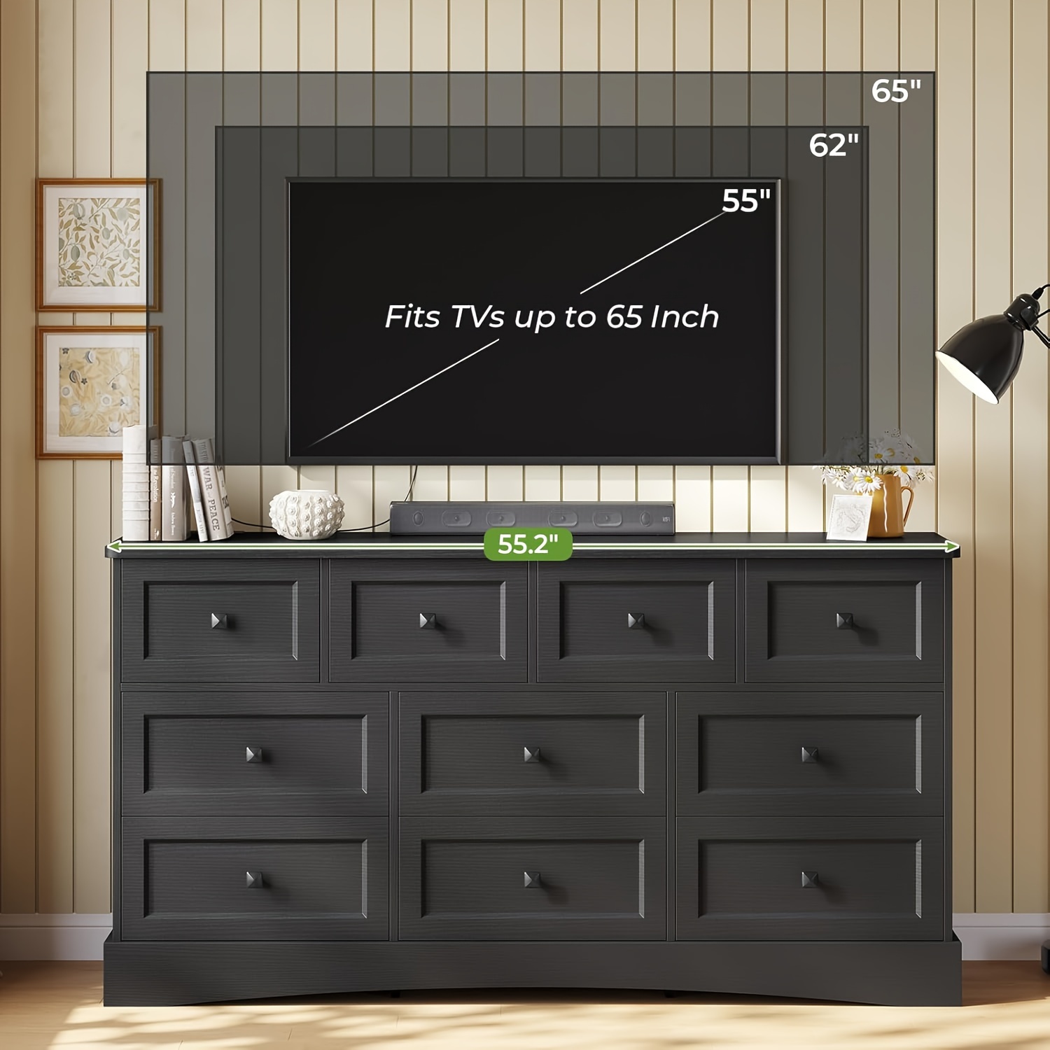 short black dress graduation Homeroots 70" Natural Solid Wood Seven Drawer Triple Dresser