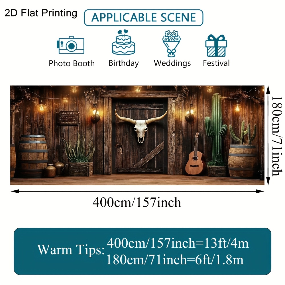 E-shop 2D Flachdruck Rustikales Western-Thema Garagentorbanner Vintage 80er/90er Jahre Große Stoffabdeckung Ideal für Mottopartys und Fotoboxen