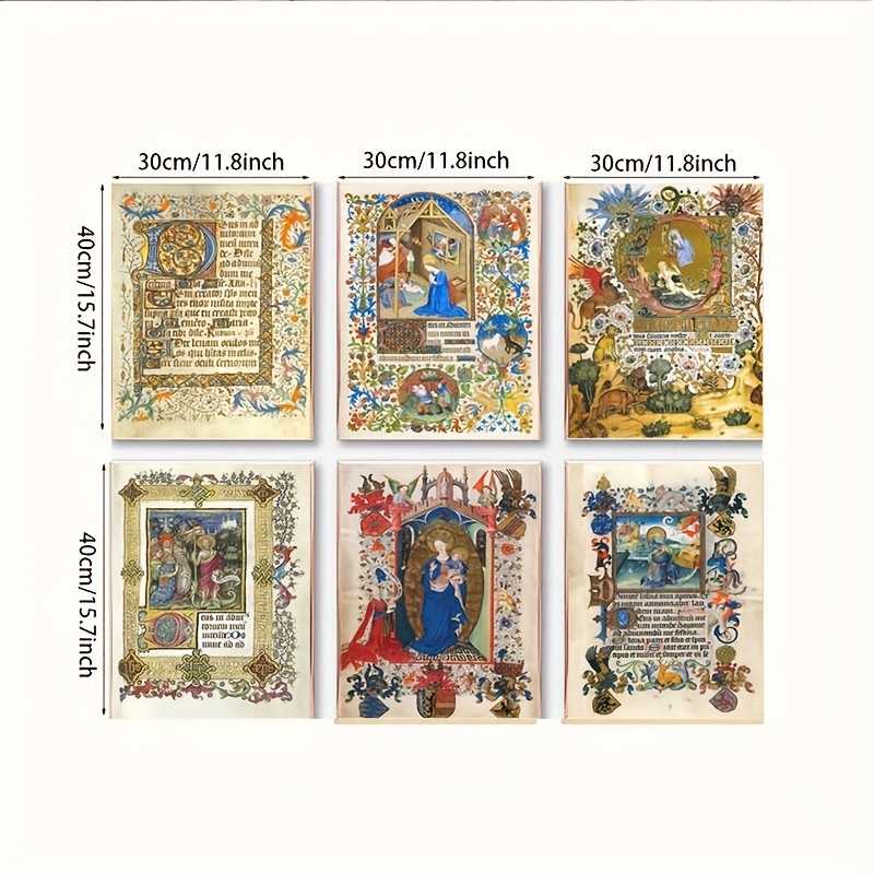 Image of 6pcs Medieval Art Decorative Painting, Wall Art Canvas Print, Living Room Home Decoration Painting Without Frame