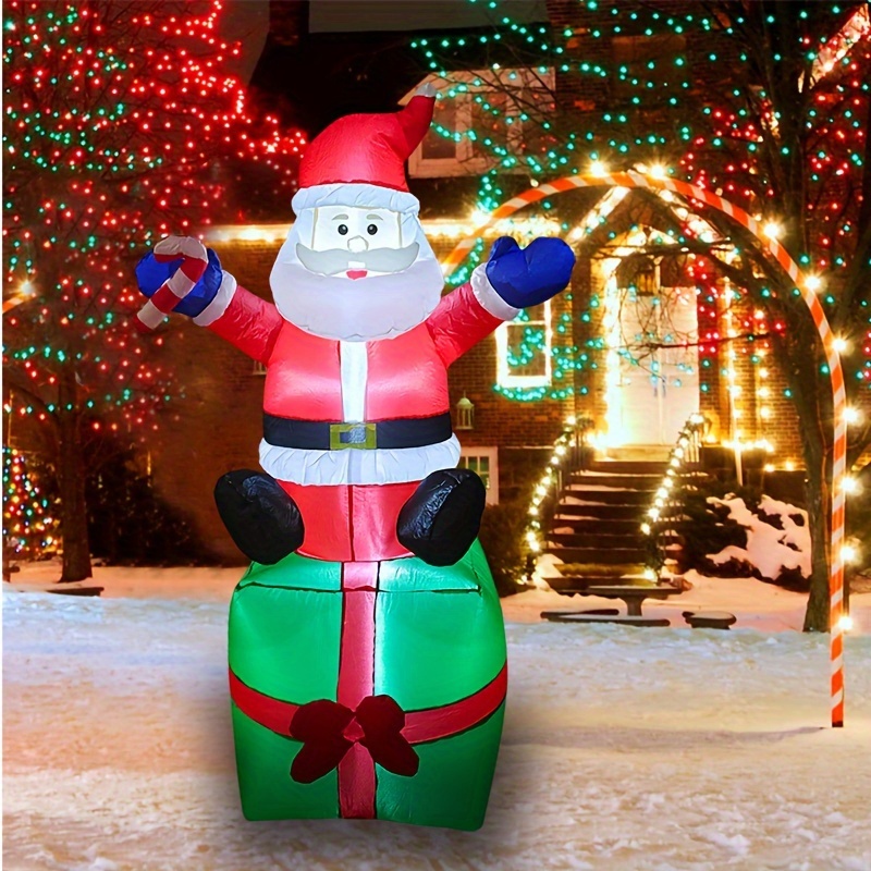 

6-foot Santa Claus On Gift Box Inflatable Decoration With Led Lights - , Easy Setup For Outdoor Garden And Yard, Ideal For Home Holiday Parties And , Inflatable Christmas Decorations