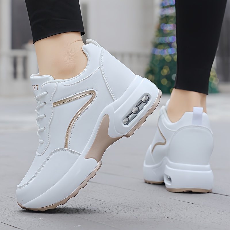 Women's Casual Sneakers, Patchwork Design, Upper with Comfortable Lining, Height-Increasing Women's Shoes, Air Cushion Sole, Running Shoes for Women, Women Shoes