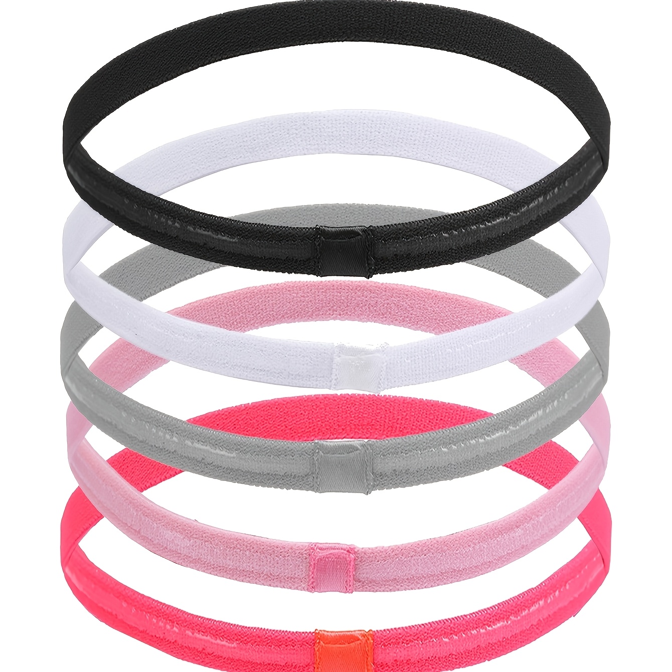 TEMU Set de 5 piezas, Múltiples colores disponibles, deportiva elástica que absorbe el con tiras de silicona antideslizantes, Banda para el cabello