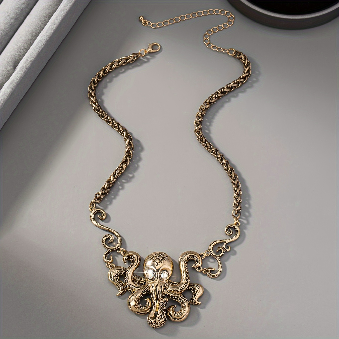 Vintage Octopus Necklace with Rhinestones for Women