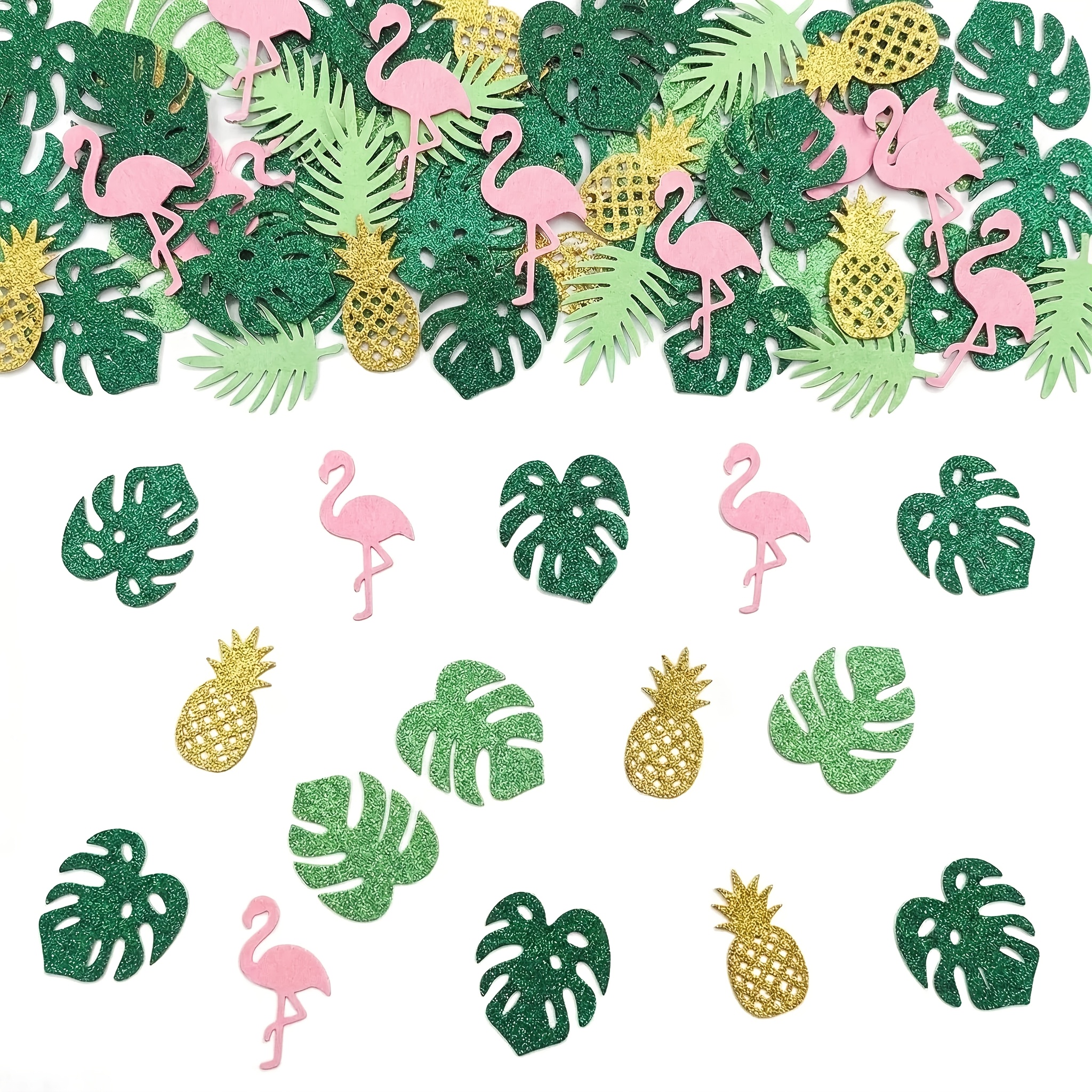 120pcs Confetti Luau Summer Confetti For Tropical Flamingo Pineapple Palm Party Table Decoration For Tropical Luau Hawaiian Wedding Theme Island