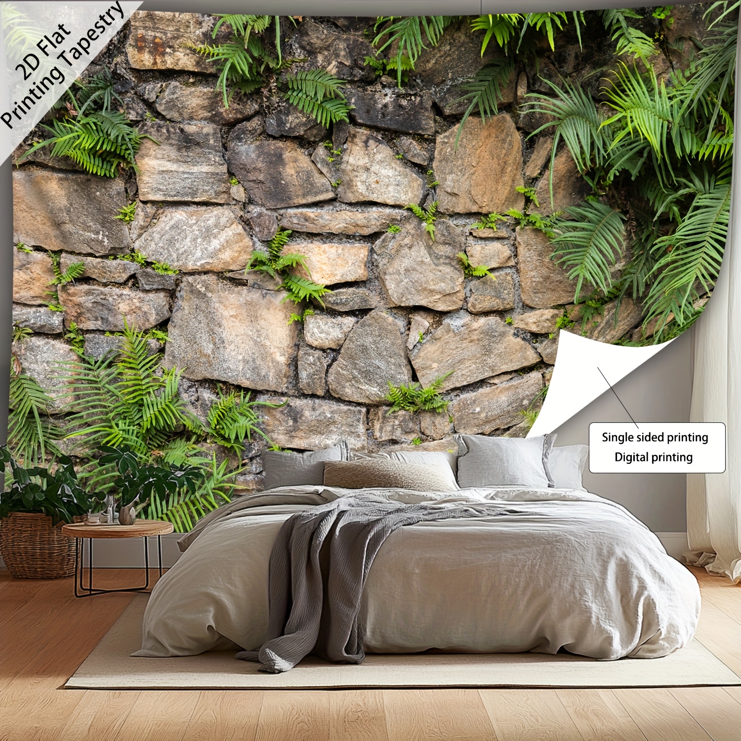 TEMU 2d Flat, [ 2d Flat Printing]1pcs- Ultra Large Size- Retro Stone Wall Tapestry Landscape Photo Huge Digital Printing Tapestry, Aesthetic