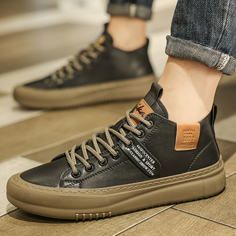 *tillas deportivas de media caña con cordones para hombre de goma  gruesa y acolchada, parte sintética y de tela transpirable