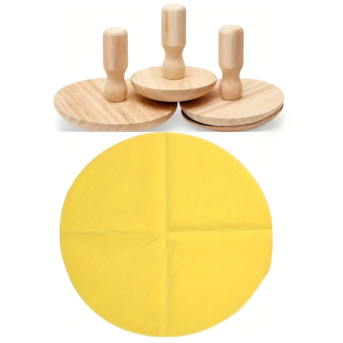 Image of 3pcs Pottery Molds 4.5 5.5 6.5 Plaster Molds Wood Pottery Tools With Handle Ceramic Molds For Pottery Ceramic Top Forms For Diy Bowls Plate Dish Press Mold Art Making With 1x Pad Cloth