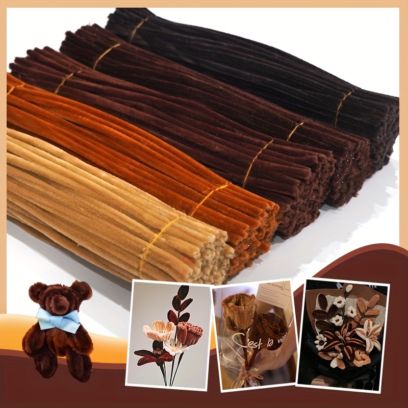 

500pcs Nylon Pipe Cleaners Set - Ultra Dense Brown Series, Durable & Colorful Chenille Stems For Arts And Crafts, Diy Projects, Craft Decorations Supplies