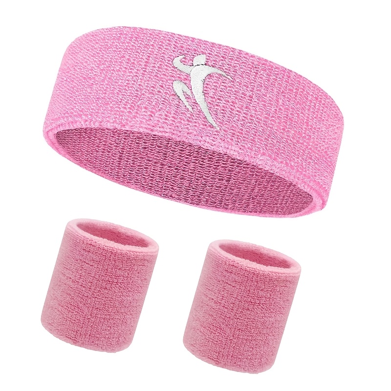 TEMU A Set Of 3pcs Of Embroidered Sports Headbands And Wristbands, Featuring High Elasticity, , And , Suitable For Activities Like Running,