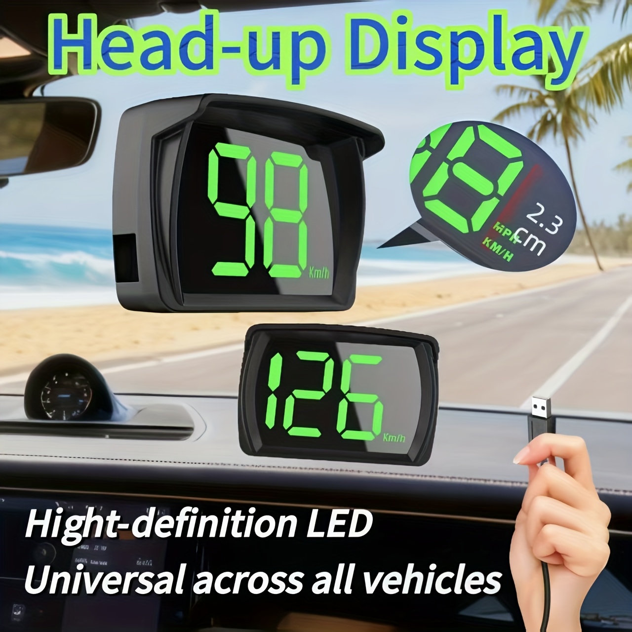 new hud car   accurate speed testing   high definition   automatic light sensing affordable powerful functions strong output for all vehicles convenient to carry