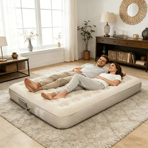 9,8-Zoll-Luftmatratze, aufblasbares Luftbett mit eingebauter Pumpe, schnelle Selbstaufblasung/-entleerung, aufblasbare Matratze mit Handtasche, Reparaturset Düse, Matratze für Zuhause * für Camping