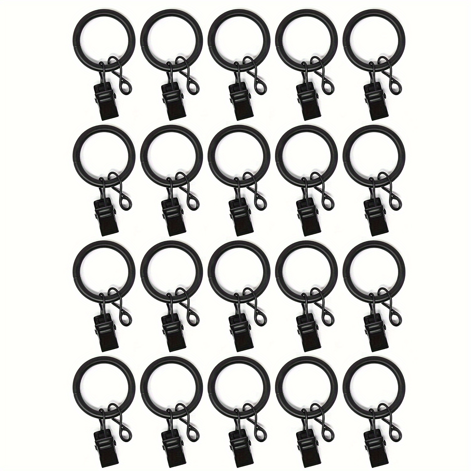 

20pcs Solid Metal Window Drapery Curtain Panel Ring With Eyelet, 1" Inner Diameter, Fits Up To 3/4" Rod Multicolor