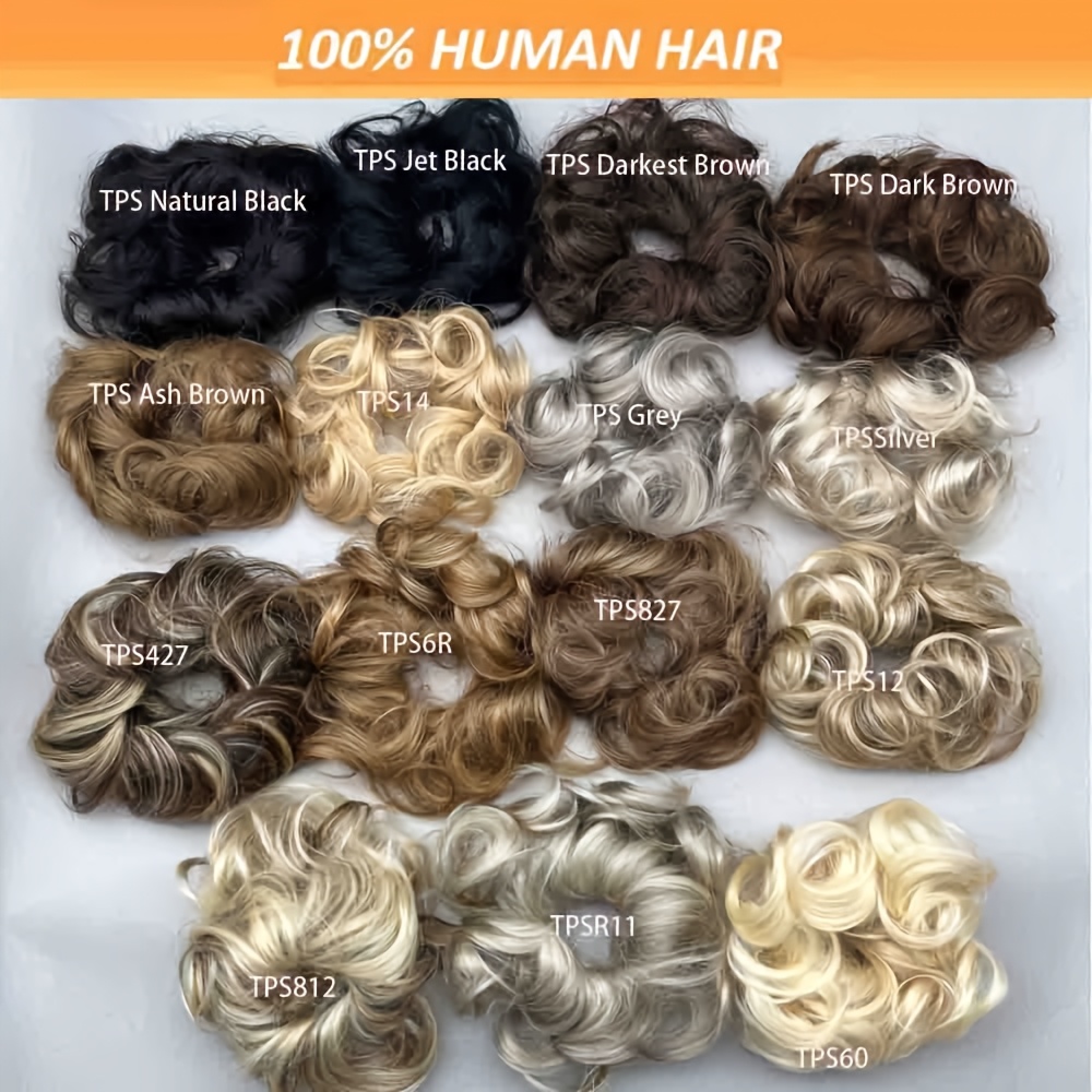 stretching length 6inch 16cm 35gram 1 23oz 100 human hair bun updo curly messy donut chignons hair piece european wavy buns scrunchies with human hair human hair buns ponytail extensions for women formal   details 2