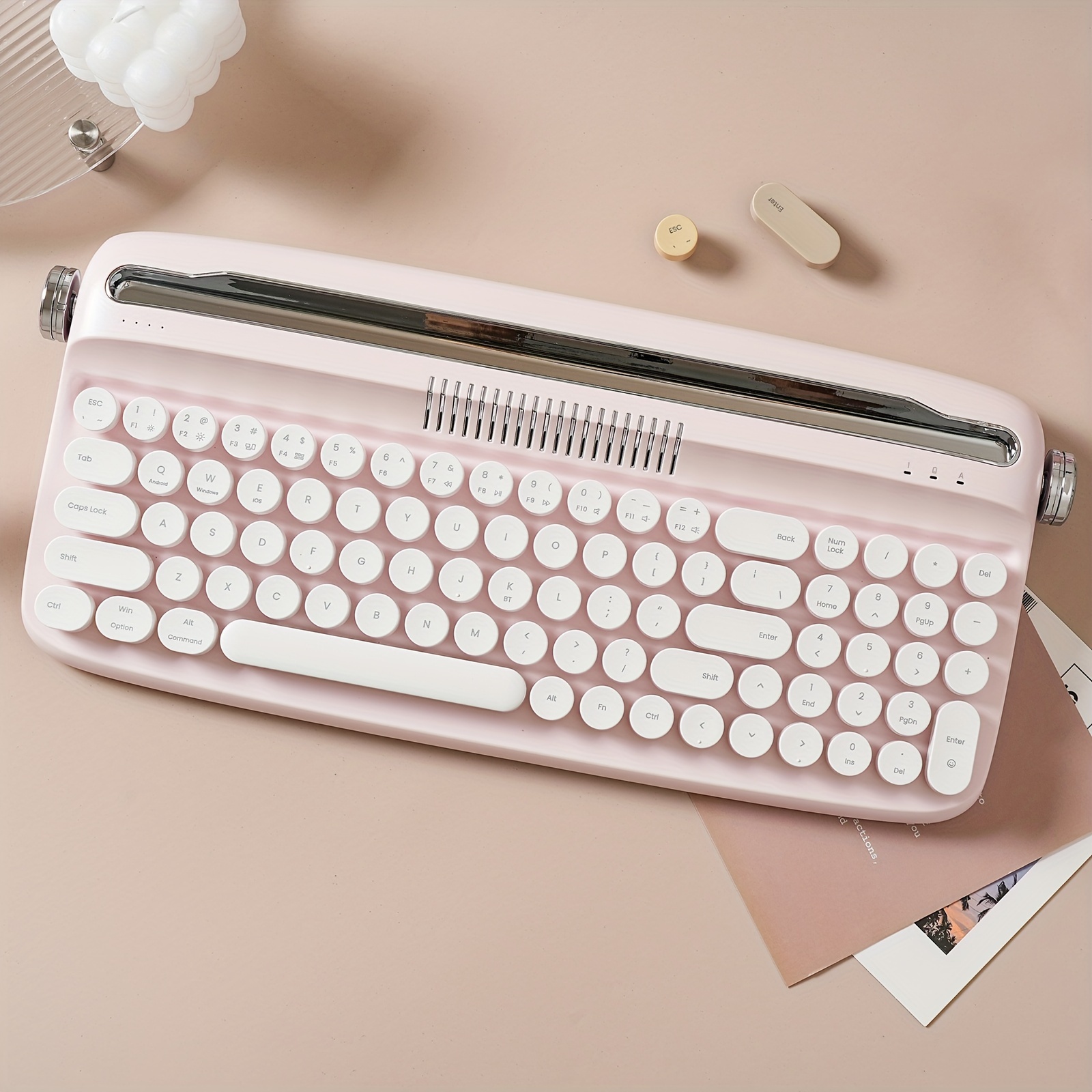 

Yunzii B309 Upgraded Wireless , Typewriter , Usb-c/bt Round Keycaps And Volume For - For Win/mac/ios/