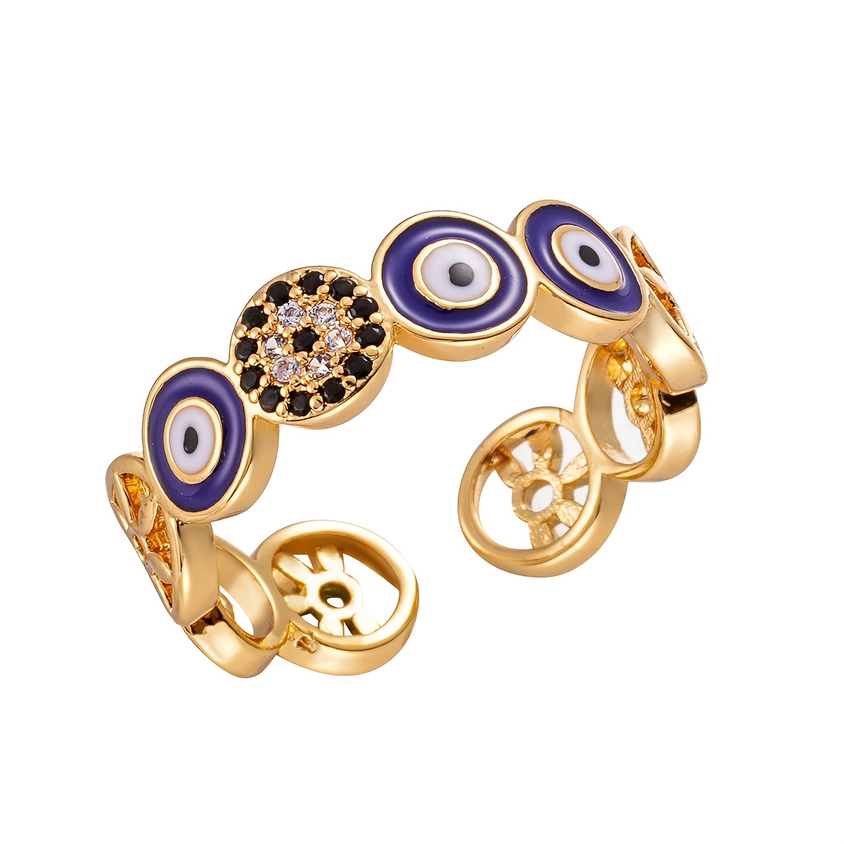 TEMU Anillo para Hombre de Ojo Azul, y a , con Aceite de Goteo, Microincrustaciones de Circonita Cúbica Sintética , Forma de , Anillo Abierto