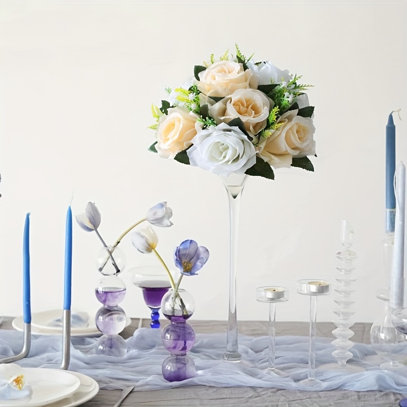  Nuptio - Ramo de flores artificiales, 15 rosas de plástico con  base, adecuado para centros de mesa en bodas de nuestra tienda, para  fiestas del día de San Valentín y decoración