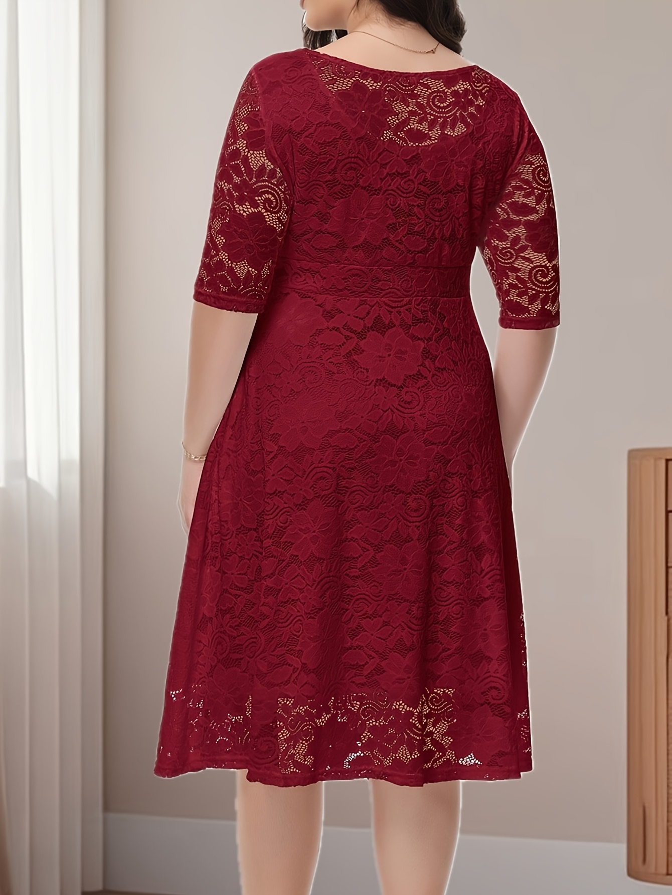 plus size plus size plus size crew neck 3 4 sleeve elegant - Temu
