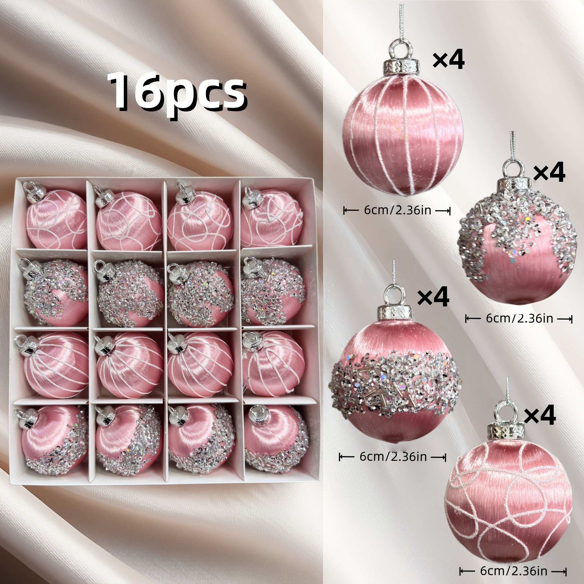 Image of Hand-painted Christmas Ball Christmas Tree Ornament Thread Ball Multicolor Pack Festive Painted Ball Suitable For Home Office School