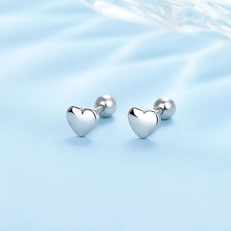 TEMU A Pair Of Stylish And Minimalist Heart-shaped Twisted Round Ball Earrings In Silvery And Golden Made Of Steel