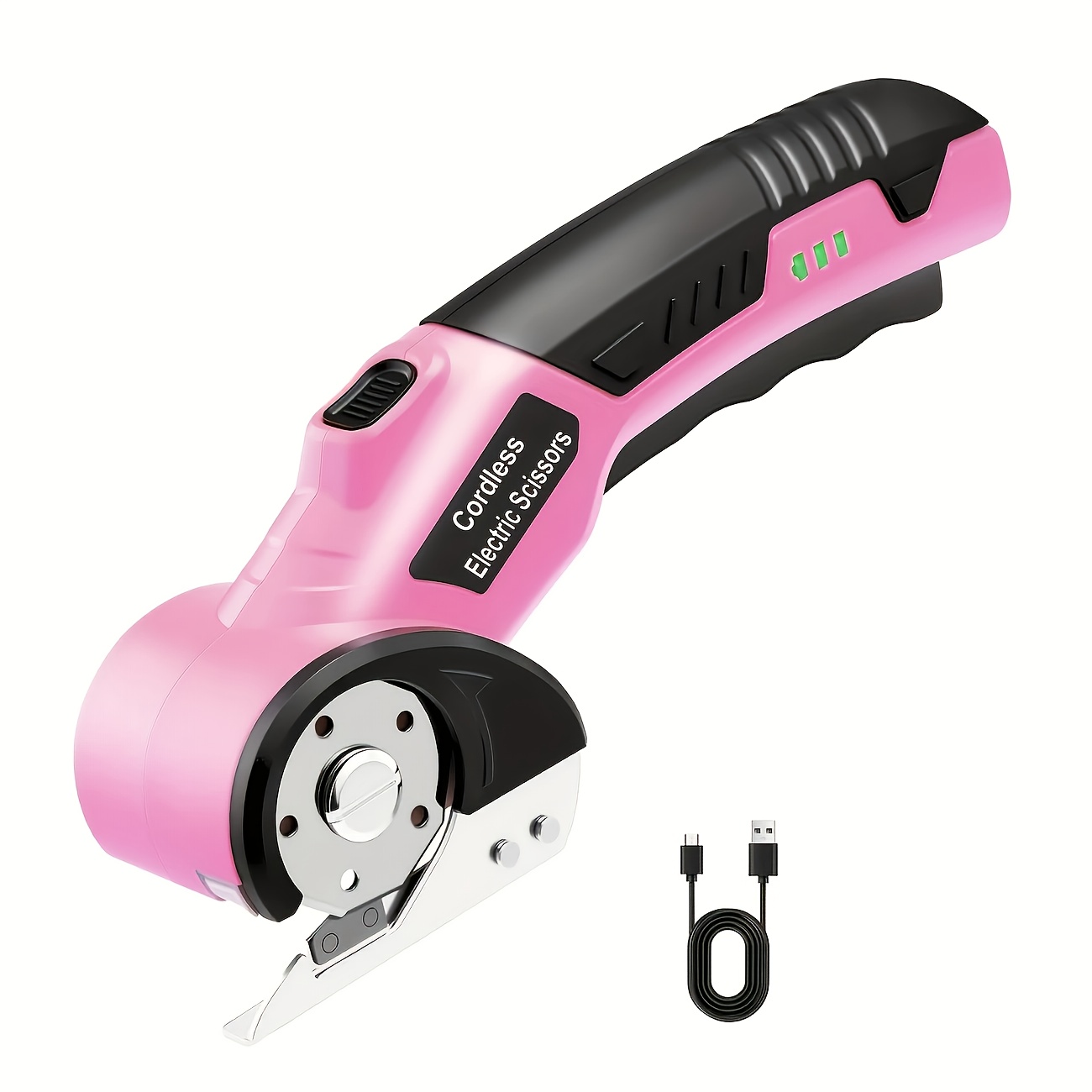 rechargeable electric scissors cordless trimmer for carpet leather cardboard fabric features usb c charging battery indicator   sewing crafting a great gift for christmas thanksgiving halloween Product details 4