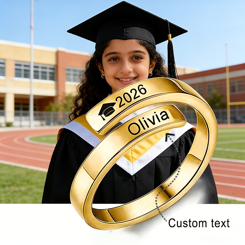 TEMU Anillo personalizado de de graduación 2026, anillo de graduación personalizado, grabable con el de un de y tu , regalo de graduación para