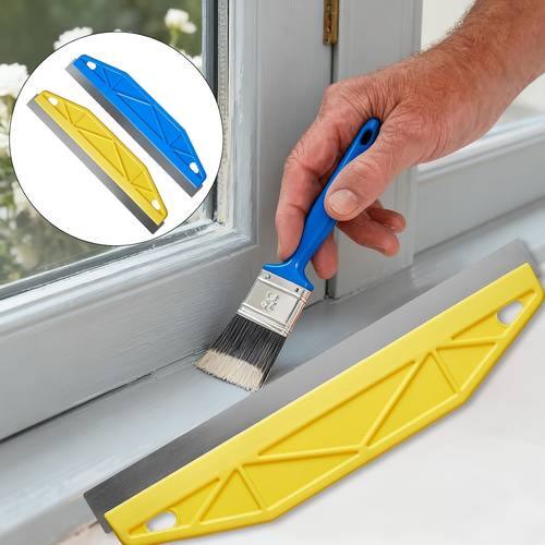 1pc paint trim guard 12 stainless steel trim guide blade is for painting works for cutting guide ideal thickness painting paint edger trim guard stainless steel straight edge tool