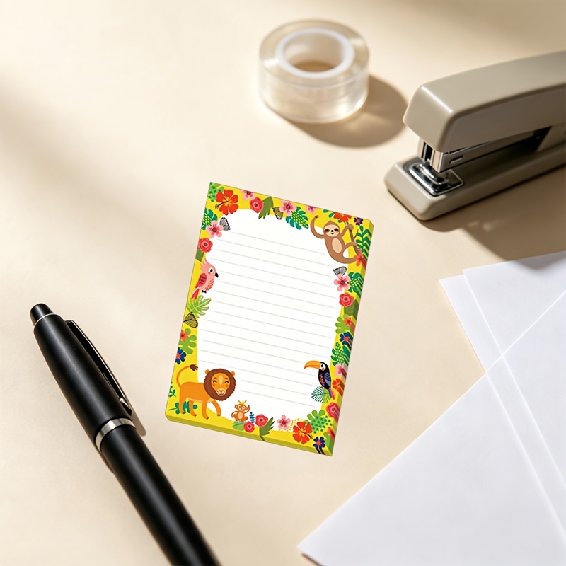 2-Pack Lined Cartoon Jungle Animal Border Notepads for Notes