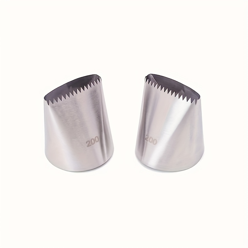 TEMU Xl Stainless Steel Icing Piping Tips Set Of 2 - Large Frosting Nozzles For Cake & Decorating, Reusable Kitchen Baking Tools