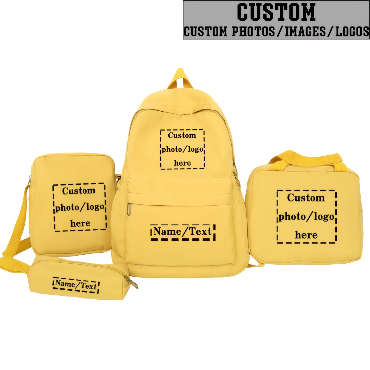 TEMU 4pcs Set, Backpack, Shoulder Bag, Crossbody Bag, Clutch, Pencil Case, Nylon Material, Large Capacity, Solid Color, Fashionable Casual, Versatile