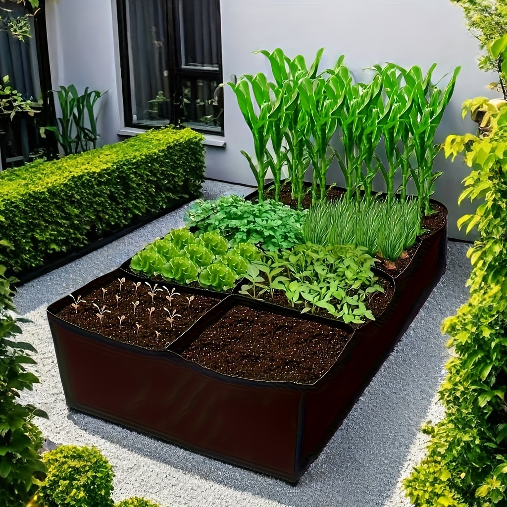 

1pc Rectangular Garden Bed Planting Bag - Spacious Outdoor Grow Container For Vegetables, Flowers & Greenery With Soil , Patio & Yard Gardening, Raised Garden Bed