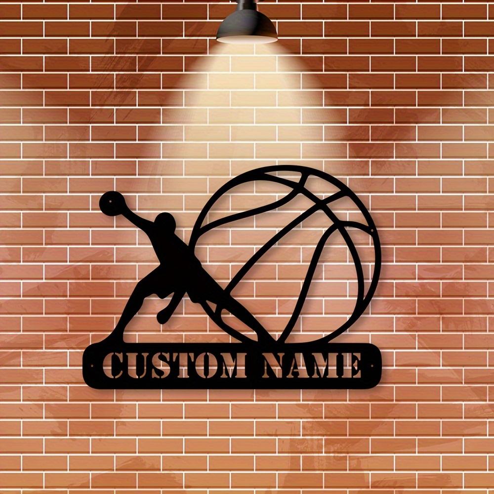 

Customizable Metal Basketball Wall Decor - Contemporary Style, Ideal For Home & Office, Sports Enthusiast Gift, No Electricity Needed